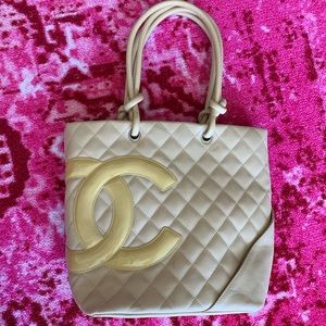 CHANEL Cambon Bag Tote Bucket w/ Orange Interior